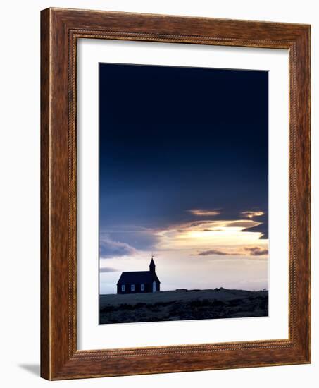 Budir Church at Sunrise, Hamlet on Budir in Stadarsveit on the Snaefellsnes Peninsula, Iceland-Lee Frost-Framed Photographic Print