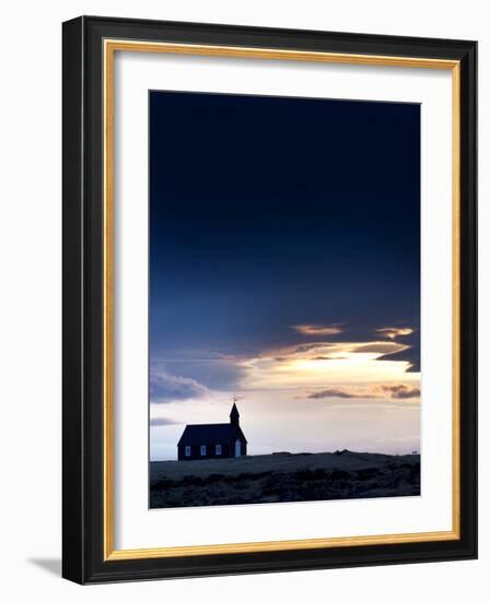 Budir Church at Sunrise, Hamlet on Budir in Stadarsveit on the Snaefellsnes Peninsula, Iceland-Lee Frost-Framed Photographic Print