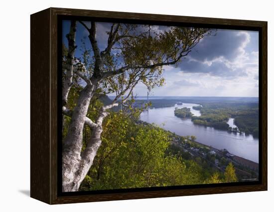 Buena Vista Park Lookout, Mississippi River, Alma, Wisconsin, USA-Walter Bibikow-Framed Premier Image Canvas