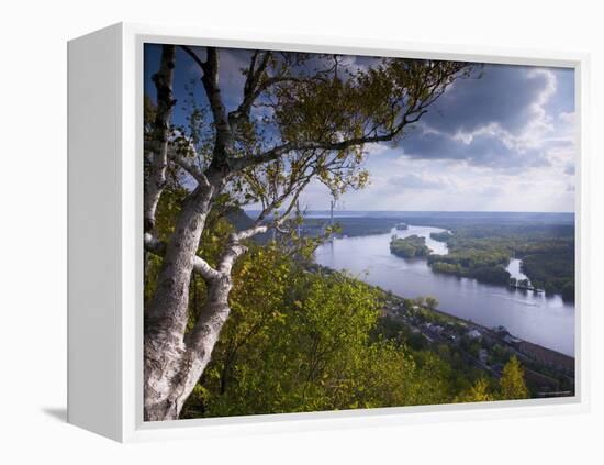 Buena Vista Park Lookout, Mississippi River, Alma, Wisconsin, USA-Walter Bibikow-Framed Premier Image Canvas