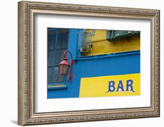 Buenos Aires, Argentina. La Boca Colorful Street with Murals Out Window of Bar of Building-Bill Bachmann-Framed Photographic Print