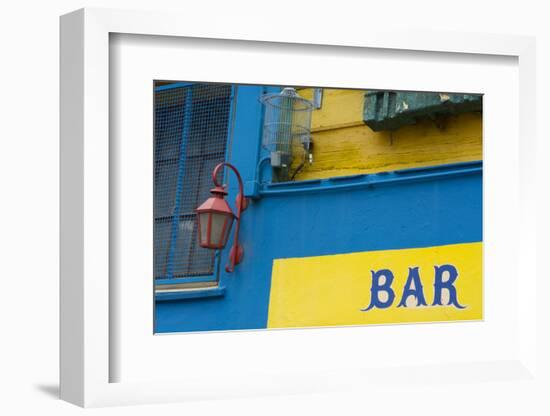 Buenos Aires, Argentina. La Boca Colorful Street with Murals Out Window of Bar of Building-Bill Bachmann-Framed Photographic Print