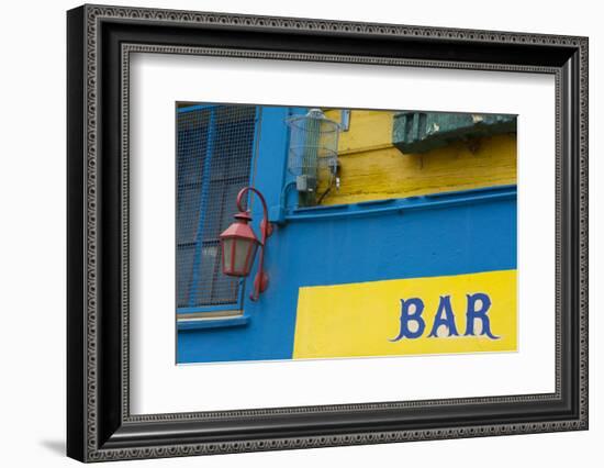 Buenos Aires, Argentina. La Boca Colorful Street with Murals Out Window of Bar of Building-Bill Bachmann-Framed Photographic Print