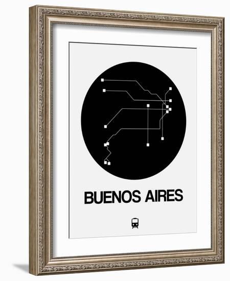 Buenos Aires Black Subway Map-NaxArt-Framed Art Print
