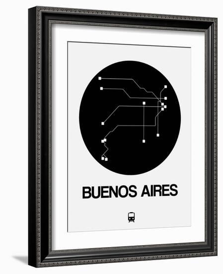 Buenos Aires Black Subway Map-NaxArt-Framed Art Print