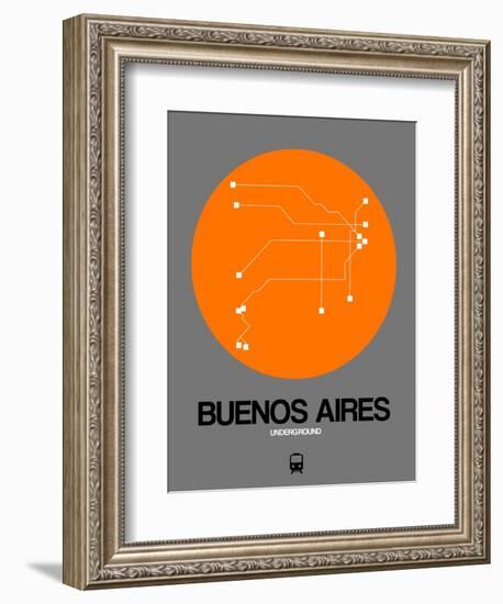 Buenos Aires Orange Subway Map-NaxArt-Framed Premium Giclee Print
