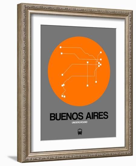 Buenos Aires Orange Subway Map-NaxArt-Framed Art Print
