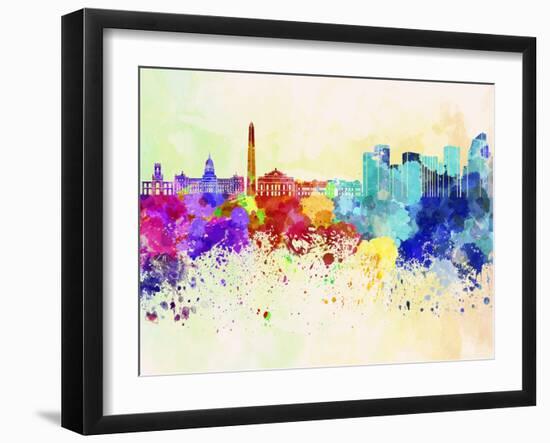 Buenos Aires Skyline in Watercolor Background-paulrommer-Framed Art Print