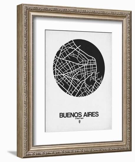 Buenos Aires Street Map Black on White-NaxArt-Framed Art Print