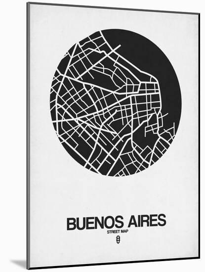 Buenos Aires Street Map Black on White-NaxArt-Mounted Art Print