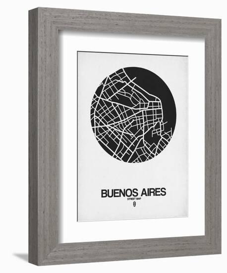 Buenos Aires Street Map Black on White-NaxArt-Framed Premium Giclee Print