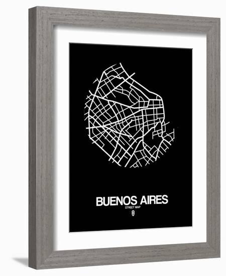 Buenos Aires Street Map Black-NaxArt-Framed Art Print