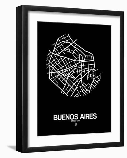 Buenos Aires Street Map Black-NaxArt-Framed Art Print