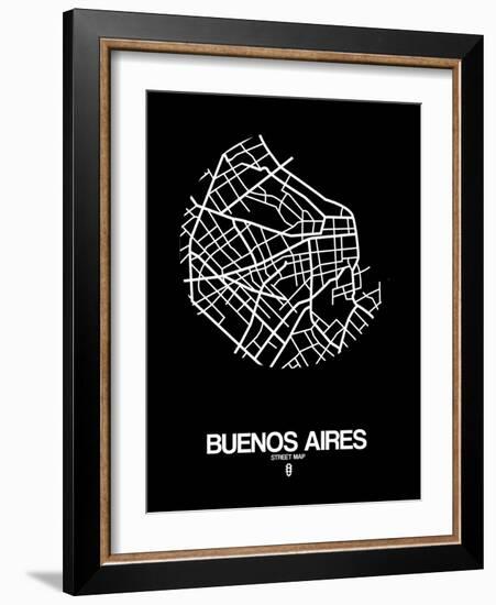 Buenos Aires Street Map Black-NaxArt-Framed Art Print