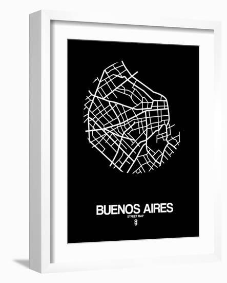 Buenos Aires Street Map Black-NaxArt-Framed Art Print