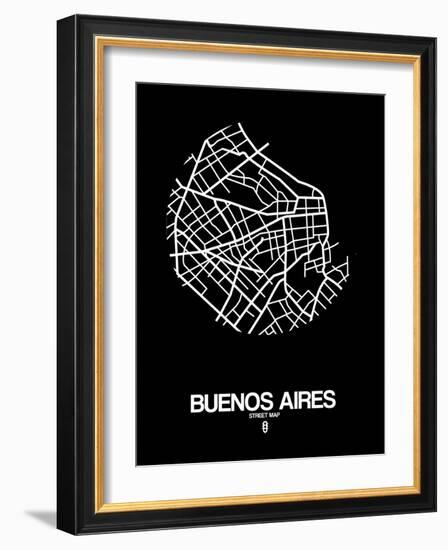 Buenos Aires Street Map Black-NaxArt-Framed Art Print