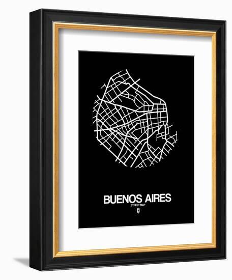 Buenos Aires Street Map Black-NaxArt-Framed Premium Giclee Print