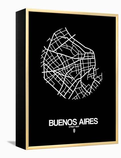 Buenos Aires Street Map Black-NaxArt-Framed Stretched Canvas