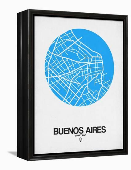 Buenos Aires Street Map Blue-NaxArt-Framed Stretched Canvas