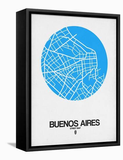 Buenos Aires Street Map Blue-NaxArt-Framed Stretched Canvas