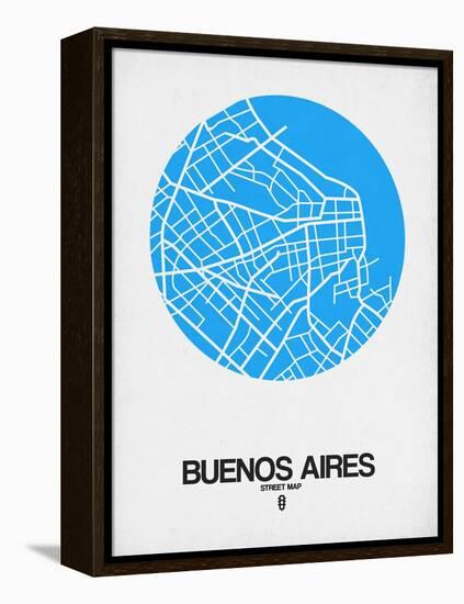 Buenos Aires Street Map Blue-NaxArt-Framed Stretched Canvas