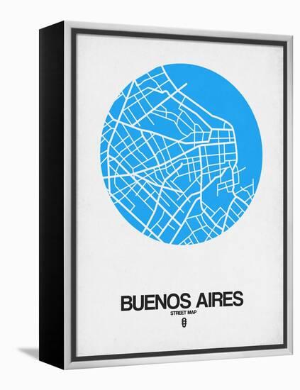 Buenos Aires Street Map Blue-NaxArt-Framed Stretched Canvas