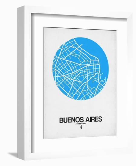 Buenos Aires Street Map Blue-NaxArt-Framed Premium Giclee Print