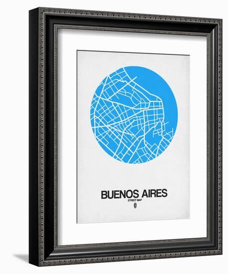 Buenos Aires Street Map Blue-NaxArt-Framed Premium Giclee Print