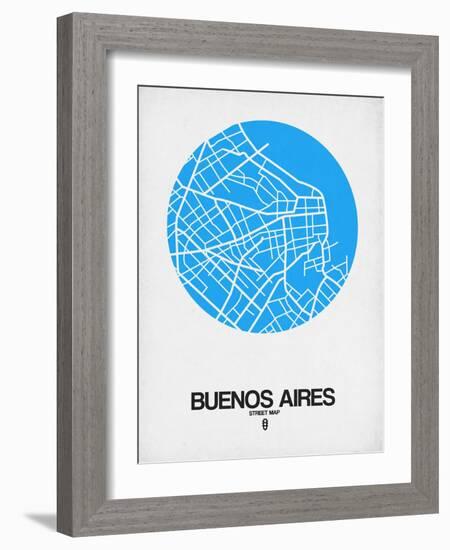 Buenos Aires Street Map Blue-NaxArt-Framed Art Print