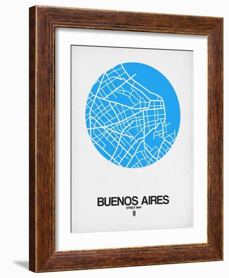 Buenos Aires Street Map Blue-NaxArt-Framed Art Print