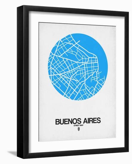 Buenos Aires Street Map Blue-NaxArt-Framed Art Print