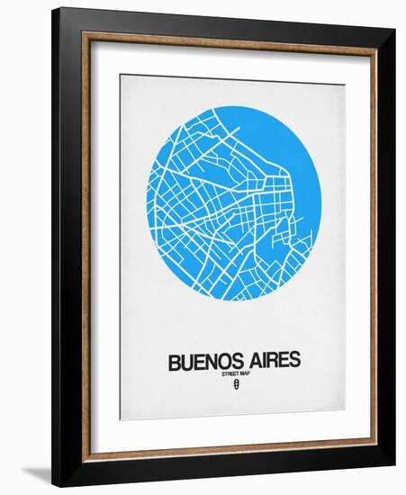 Buenos Aires Street Map Blue-NaxArt-Framed Art Print