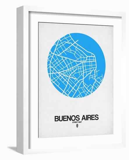 Buenos Aires Street Map Blue-NaxArt-Framed Art Print