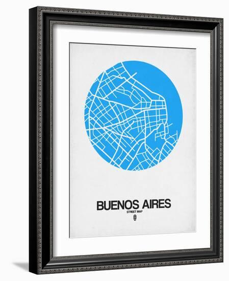 Buenos Aires Street Map Blue-NaxArt-Framed Art Print