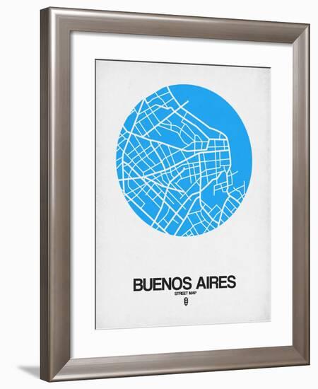 Buenos Aires Street Map Blue-NaxArt-Framed Art Print