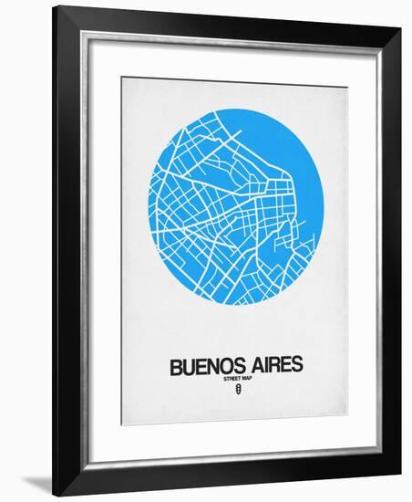 Buenos Aires Street Map Blue-NaxArt-Framed Art Print