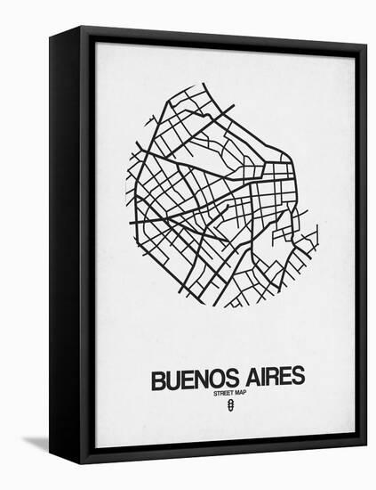 Buenos Aires Street Map White-NaxArt-Framed Stretched Canvas