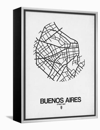 Buenos Aires Street Map White-NaxArt-Framed Stretched Canvas