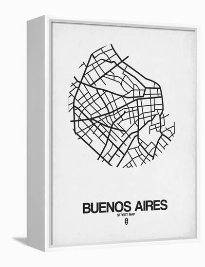 Buenos Aires Street Map White-NaxArt-Framed Stretched Canvas