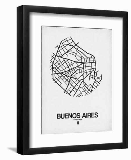 Buenos Aires Street Map White-NaxArt-Framed Premium Giclee Print
