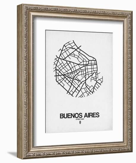 Buenos Aires Street Map White-NaxArt-Framed Art Print