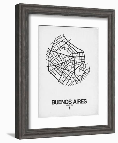 Buenos Aires Street Map White-NaxArt-Framed Art Print