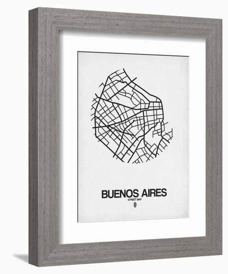 Buenos Aires Street Map White-NaxArt-Framed Art Print