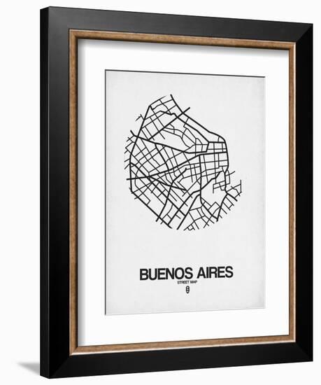 Buenos Aires Street Map White-NaxArt-Framed Art Print