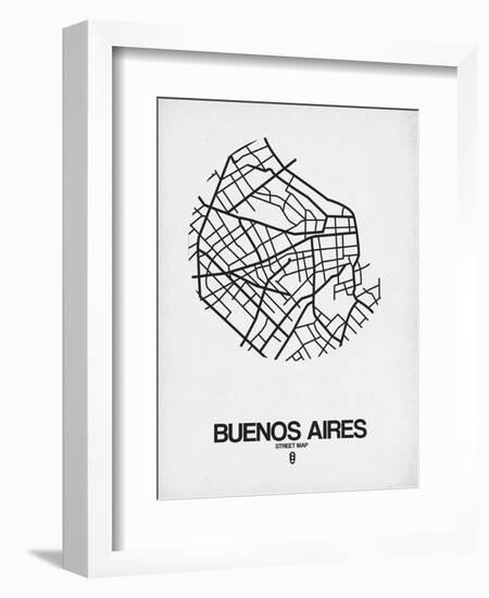 Buenos Aires Street Map White-NaxArt-Framed Art Print