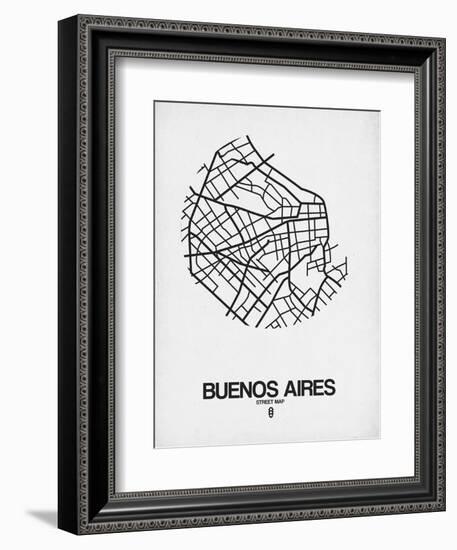 Buenos Aires Street Map White-NaxArt-Framed Art Print