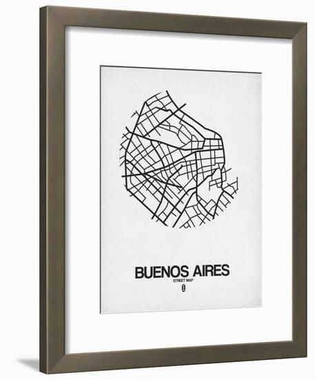 Buenos Aires Street Map White-NaxArt-Framed Art Print