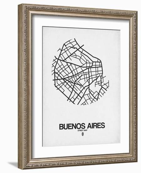 Buenos Aires Street Map White-NaxArt-Framed Art Print