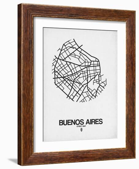 Buenos Aires Street Map White-NaxArt-Framed Art Print