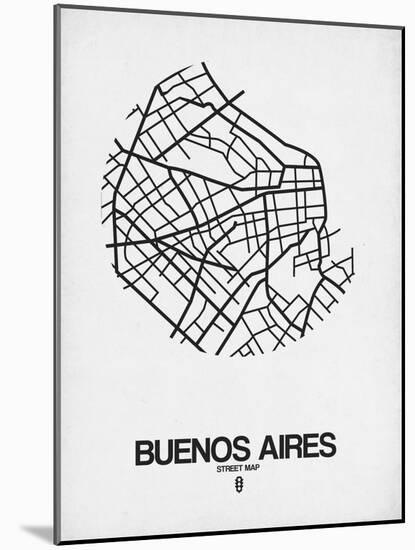 Buenos Aires Street Map White-NaxArt-Mounted Art Print